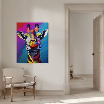 Colorful Pop Art Giraffe | Canvas - Room Interior 1