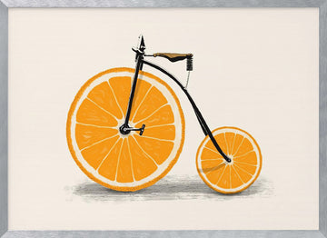 Orange Slice Bicycle | Poster - Silver Frame Interior