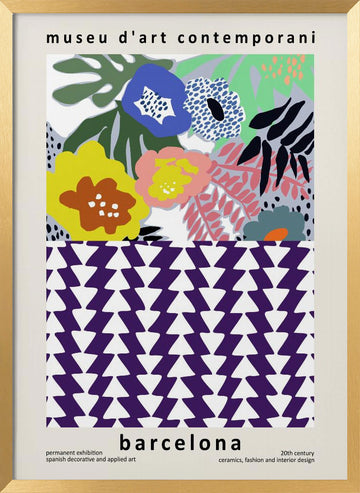 Abstract Floral Pattern Barcelona | Poster - Gold Frame Interior