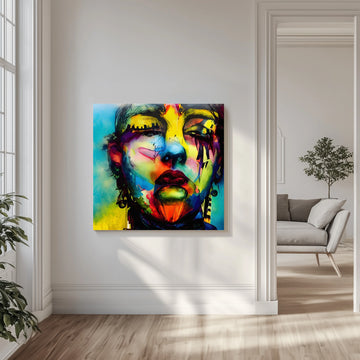 Vibrant Abstract Portrait | Canvas - Room Interior 1