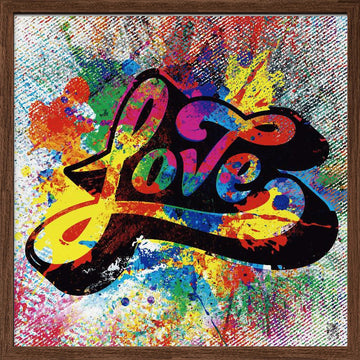 Colorful Love Splatter | Poster - Walnut Frame Interior