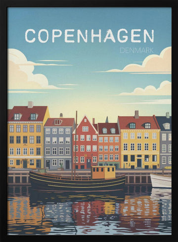 Copenhagen Canal Reflections | Poster - Black Metal Frame Interior