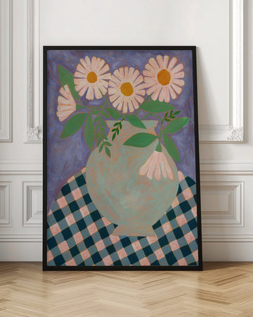 Daisies in Purple Vase | Poster - Room Interior 1