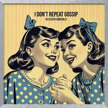 Retro Whispering Friends | Poster - Silver Frame Interior