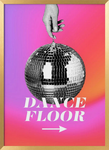 Monochrome Disco Ball | Poster - Gold Frame Interior