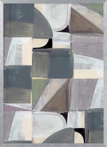 Geometric Patchwork Abstract | Poster - Silver Frame Interior