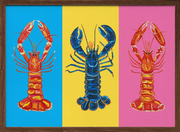 Colorful Pop Lobsters | Poster - Walnut Frame Interior