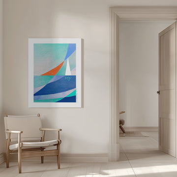 Geometric Ocean Sailboat | Canvas - Room Interior 1