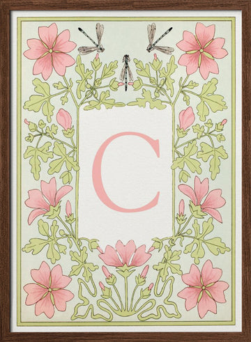 Botanical Initial C | Poster - Walnut Frame Interior