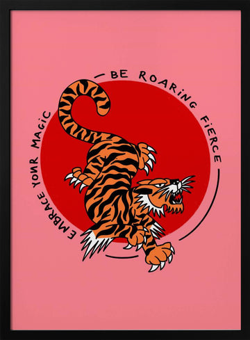 Roaring Fierce Tiger | Poster - Black Metal Frame Interior