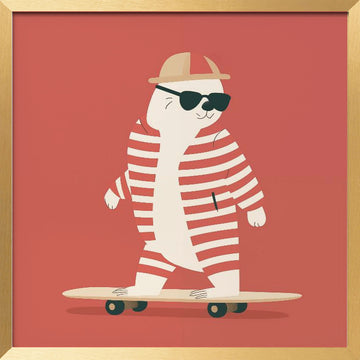 Cool Skating Seal | Poster - Gold Frame Interior