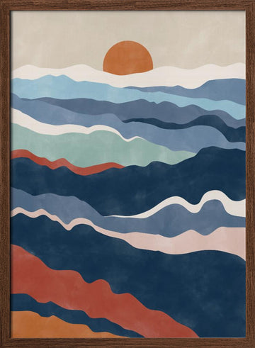 Abstract Mountain Horizon | Poster - Walnut Frame Interior