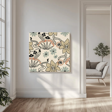 Bohemian Floral Snakes | Canvas - Room Interior 1