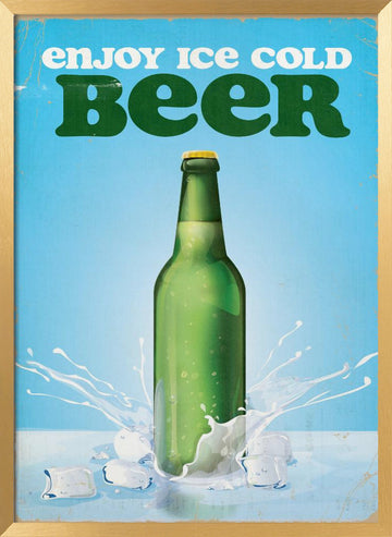 Ice Cold Beer Splash | Poster - Gold Frame Interior