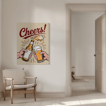 Golden Beer Cheers | Canvas - Room Interior 1