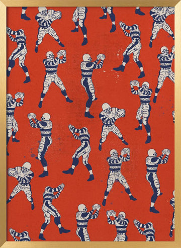 Vintage Football Players | Poster - Gold Frame Interior