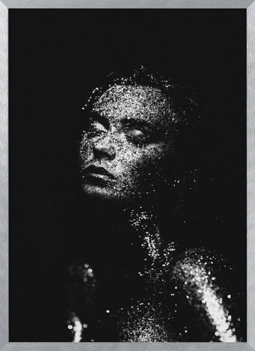 Glittering Woman Portrait | Poster - Silver Frame Interior
