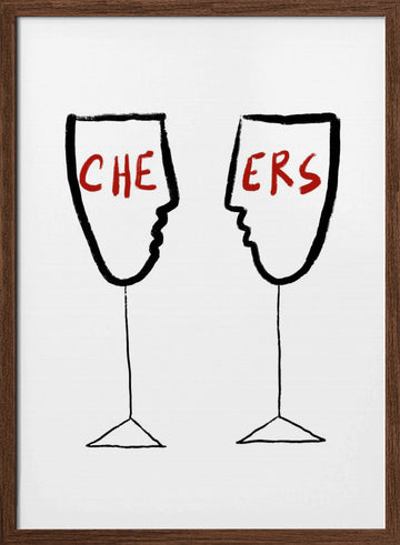 Cheers Faces | Poster - Walnut Frame Interior