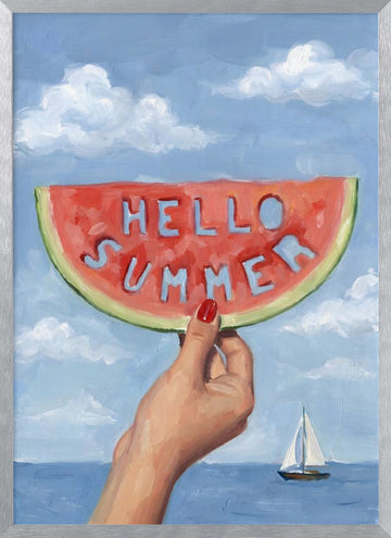 Hello Summer Watermelon | Poster - Silver Frame Interior
