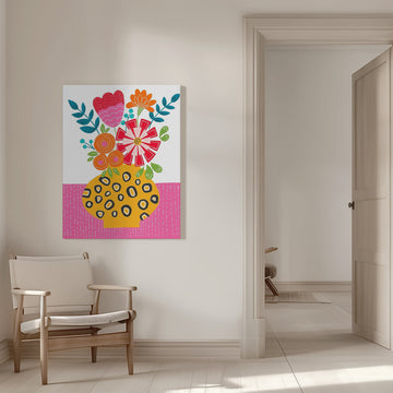 Colorful Folk Flower Vase | Canvas - Room Interior 1