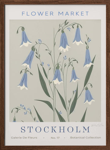Delicate Bluebell Bloom | Poster - Walnut Frame Interior