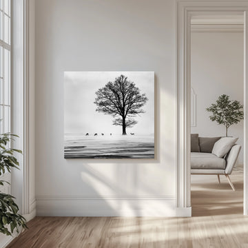 Winter Tree and Deer | Canvas - Room Interior 1