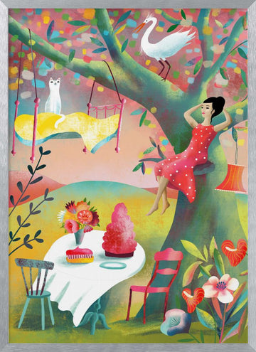 Dreamy Treehouse Garden | Poster - Silver Frame Interior