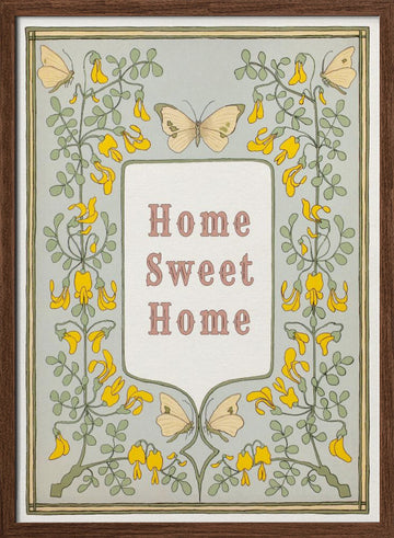 Home Sweet Home Butterflies | Poster - Walnut Frame Interior