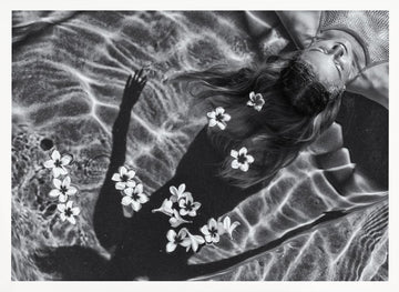 Floating Woman and Flowers | Poster - White Frame Interior
