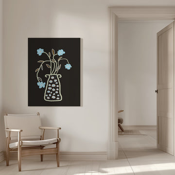 Blue Flowers In Decorative Vase | Canvas - Room Interior 1