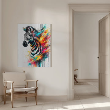 Colorful Zebra Splash | Canvas - Room Interior 1