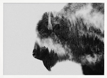 Forest Bison Spirit | Poster - White Frame Interior