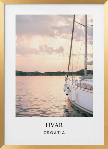 Hvar Croatia travel poster | Poster - Gold Frame Interior