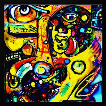 Vibrant Abstract Faces | Poster - Black Metal Frame Interior