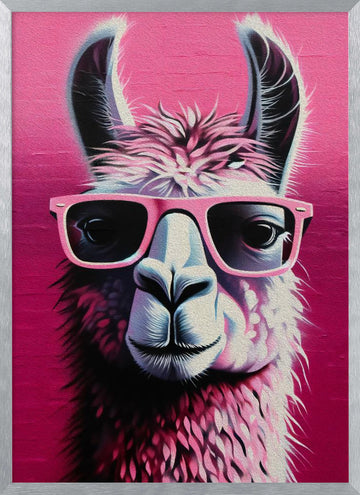 Pink Llama Shades | Poster - Silver Frame Interior