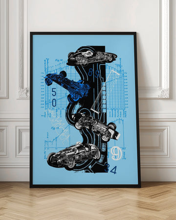 Vintage Racing Blueprints | Poster - Room Interior 1