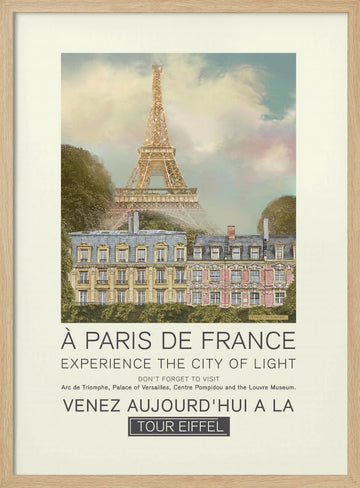 Dreamy Paris City View | Poster - Wood Frame Interior