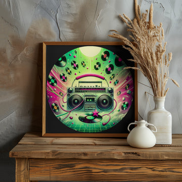 Neon Boombox Party | Poster - Room Interior 1