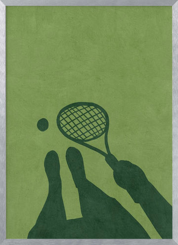 Minimalist Tennis Player | Poster - Silver Frame Interior