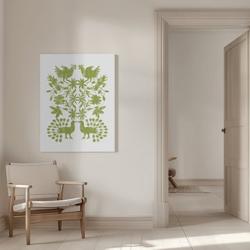 Green Botanical Symmetry | Canvas - Room Interior 1