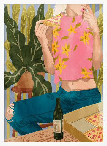 Casual Pizza Night | Poster - White Frame Interior
