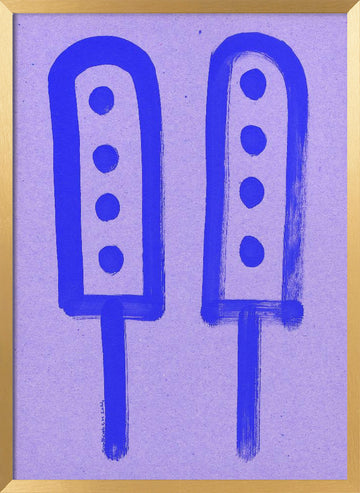 Retro Blue Ice Pops | Poster - Gold Frame Interior