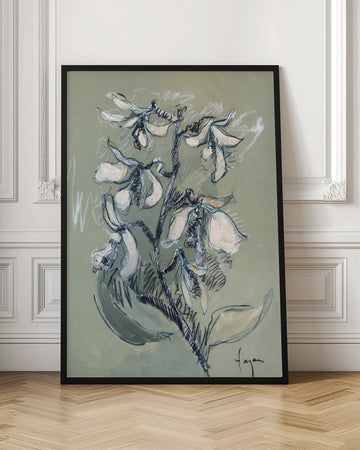 White Floral Sketch | Poster - Room Interior 1