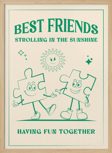 Best Friends Strolling Sunshine | Poster - Wood Frame Interior