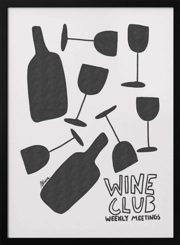 Wine Club | Poster - Black Metal Frame Interior