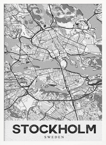 Stockholm Sweden Map | Poster - White Frame Interior