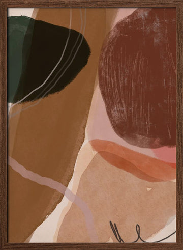 Muted Organic Shapes | Poster - Walnut Frame Interior