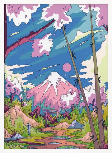Mount Fuji Cherry Path | Poster - White Frame Interior