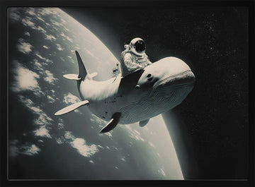 Cosmic Whale Ride | Poster - Black Metal Frame Interior
