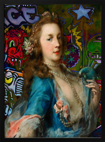 Rococo Lady Graffiti | Poster - Black Metal Frame Interior